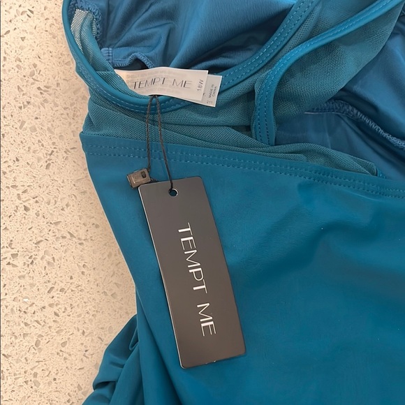 Tempt Me Teal One-Piece Swimsuit With Sheer Back Size 18W NWT - Picture 10 of 11